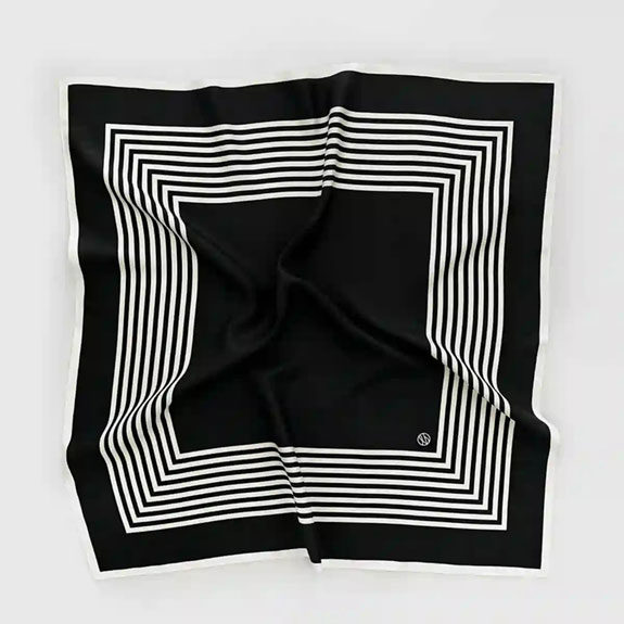 Silk Scarf No.2 Black White LESCARF