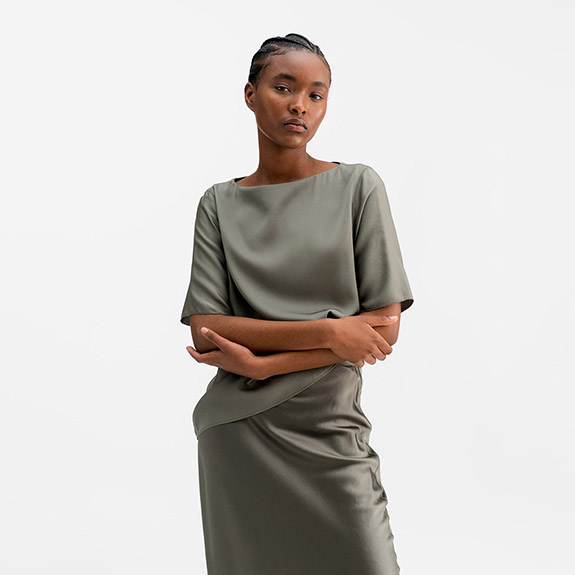 Yoli Silk Blouse Light Military AHLVAR GALLERY
