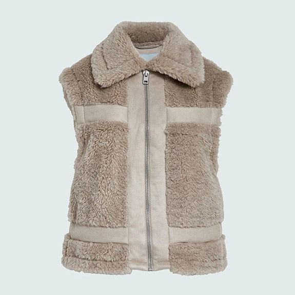 Alda Faux Fur Vest Sand Gray MINUS
