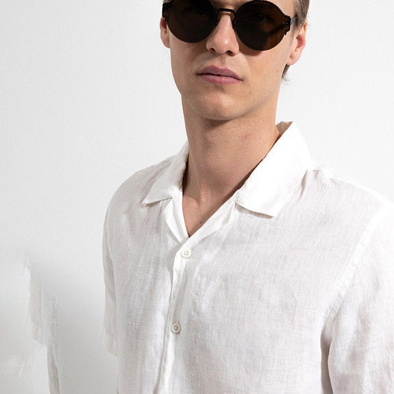 Camp Washed Linen Shirt White