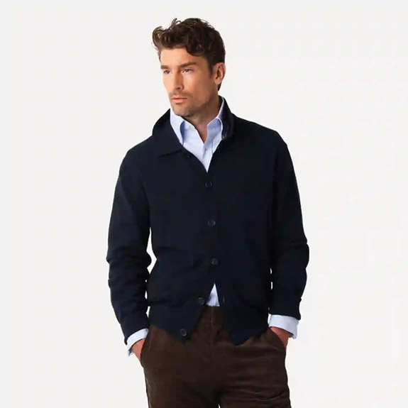 Cashmere Blend Cardigan Navy LESS WORRIES
