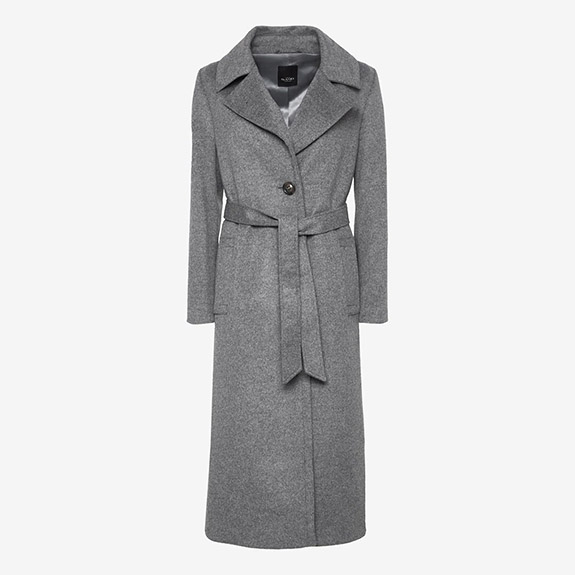 Cashmere Coat Clareta Belt Long Greymelange SAND