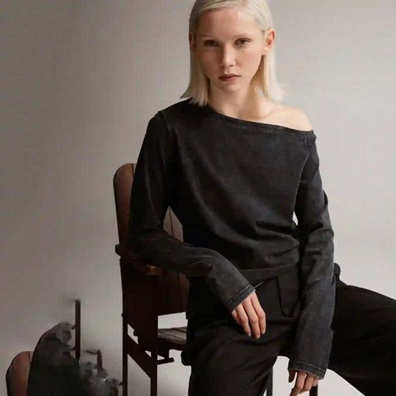 Chiney Jersey Blouse Washed Black AHLVAR GALLERY
