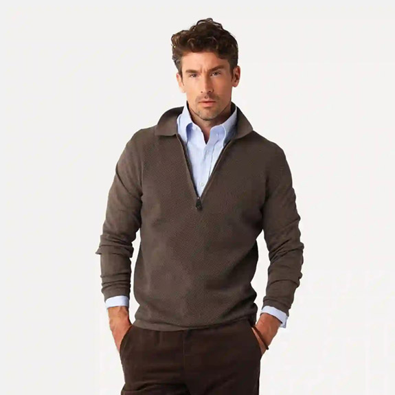 Cotton Half Zip Nougat LESS WORRIES