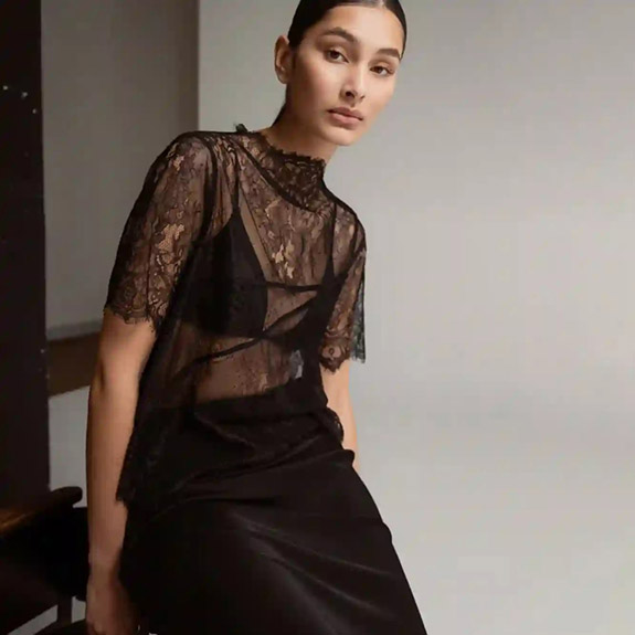 Edina Lace Tee Black AHLVAR GALLERY