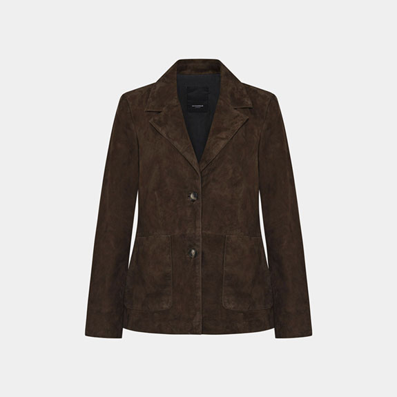 Elana Goat Suede Blazer Dk Brown RockandbBlue