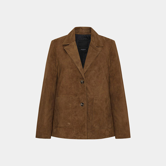 Elana Goat Suede Blazer Walnut RockandBlue