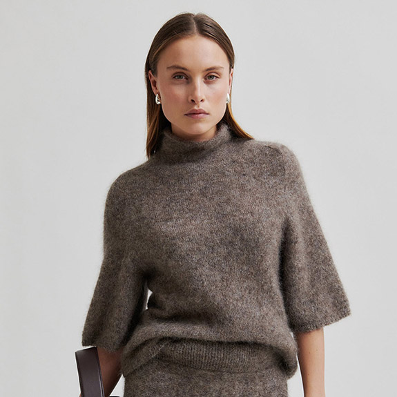Emmalou Knit SS Brown Melange SECOND FEMALE