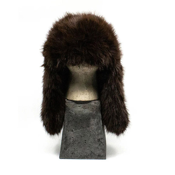 Faux Fur Hat Dark Brown 7EAST