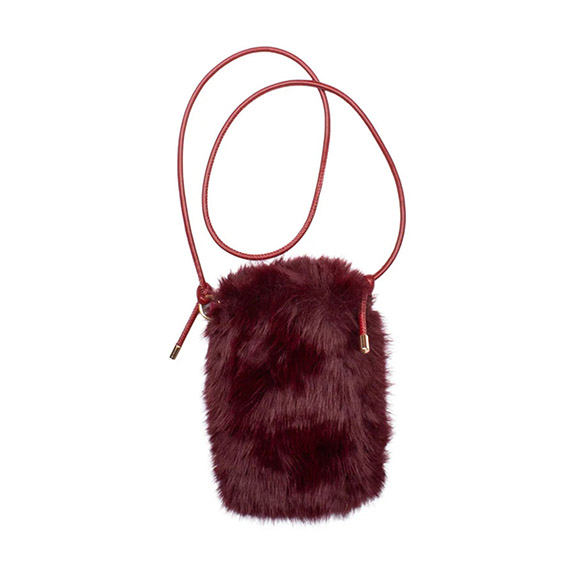 Faux Fur Phone Bag Burgundy 7EAST