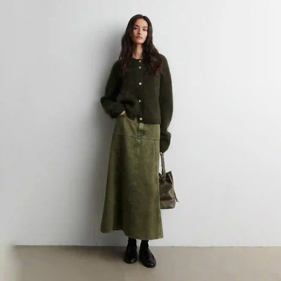 Jaye Denim Skirt Green SECOND FEMALE