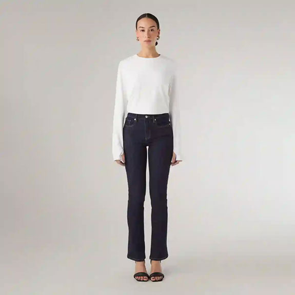 Jeans Mid Waist Bootcut Rinsed SABURO