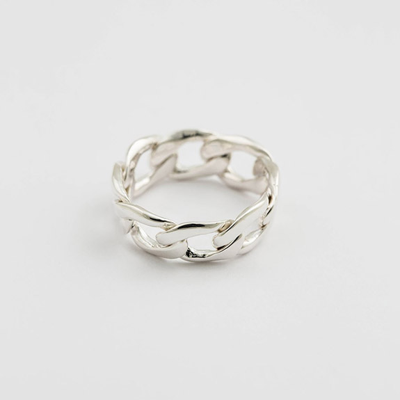 Links Curb Chain Ring Silver