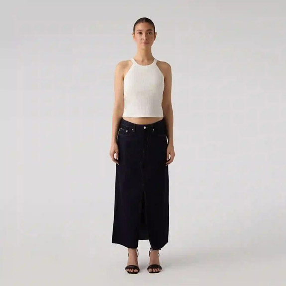 Long Denim Skirt Rinsed SABURO