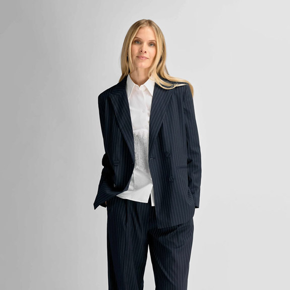Margaret Blazer Pinstripe Navy URBAN PIONEERS
