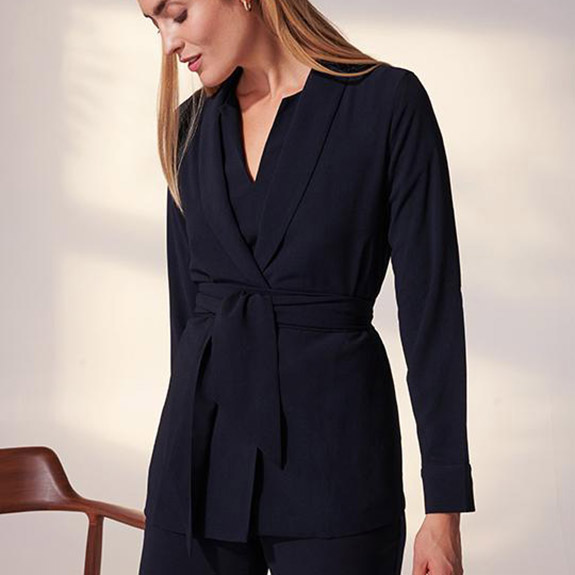 Elena Wrap Blazer Stretch-Crepe Midnight Blue