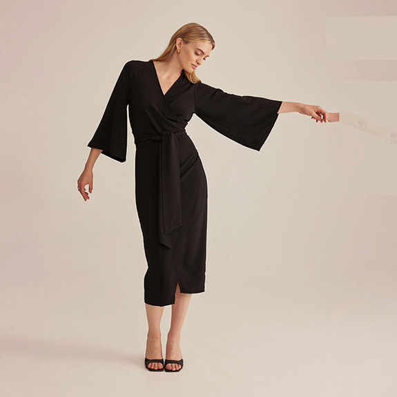 Mira Wrap Dress Black 