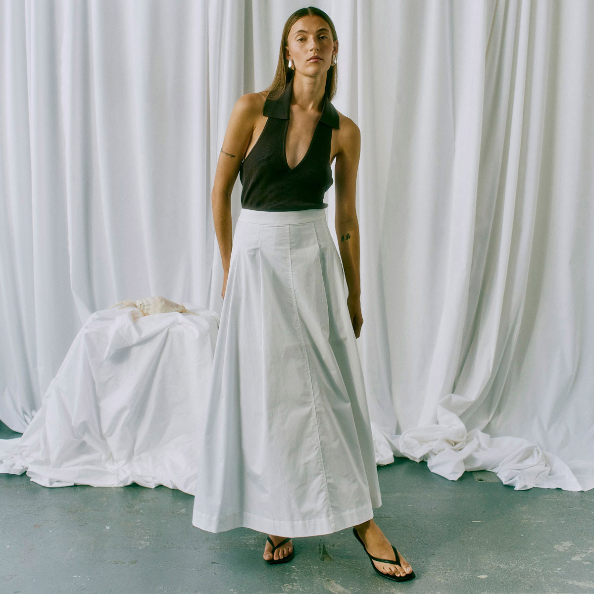 Melanie Pleat Skirt White COPENHAGEN MUSE