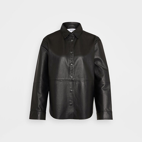 Nano Leather Shirt Black