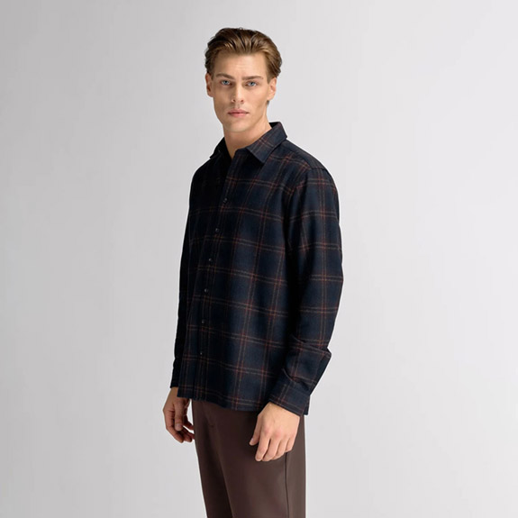 Piero Wool Shirt Navy Check URBAN PIONEERS