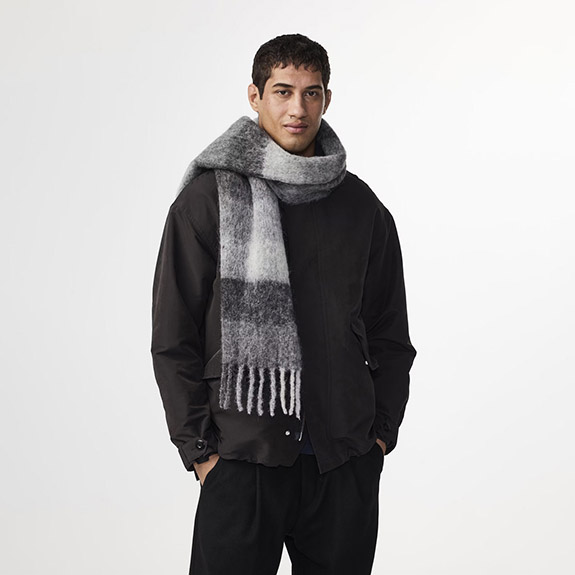 Scarf Two Grey Check NN07