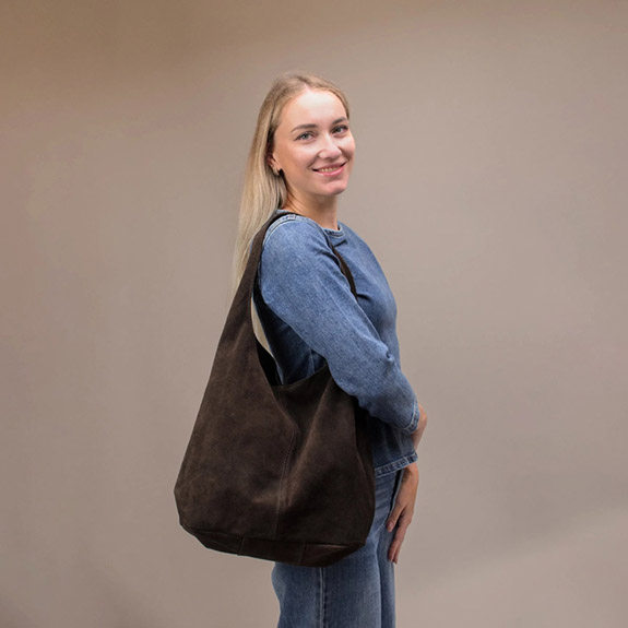 Shopping V�ska Terni Suede Dk Brown LATALIA