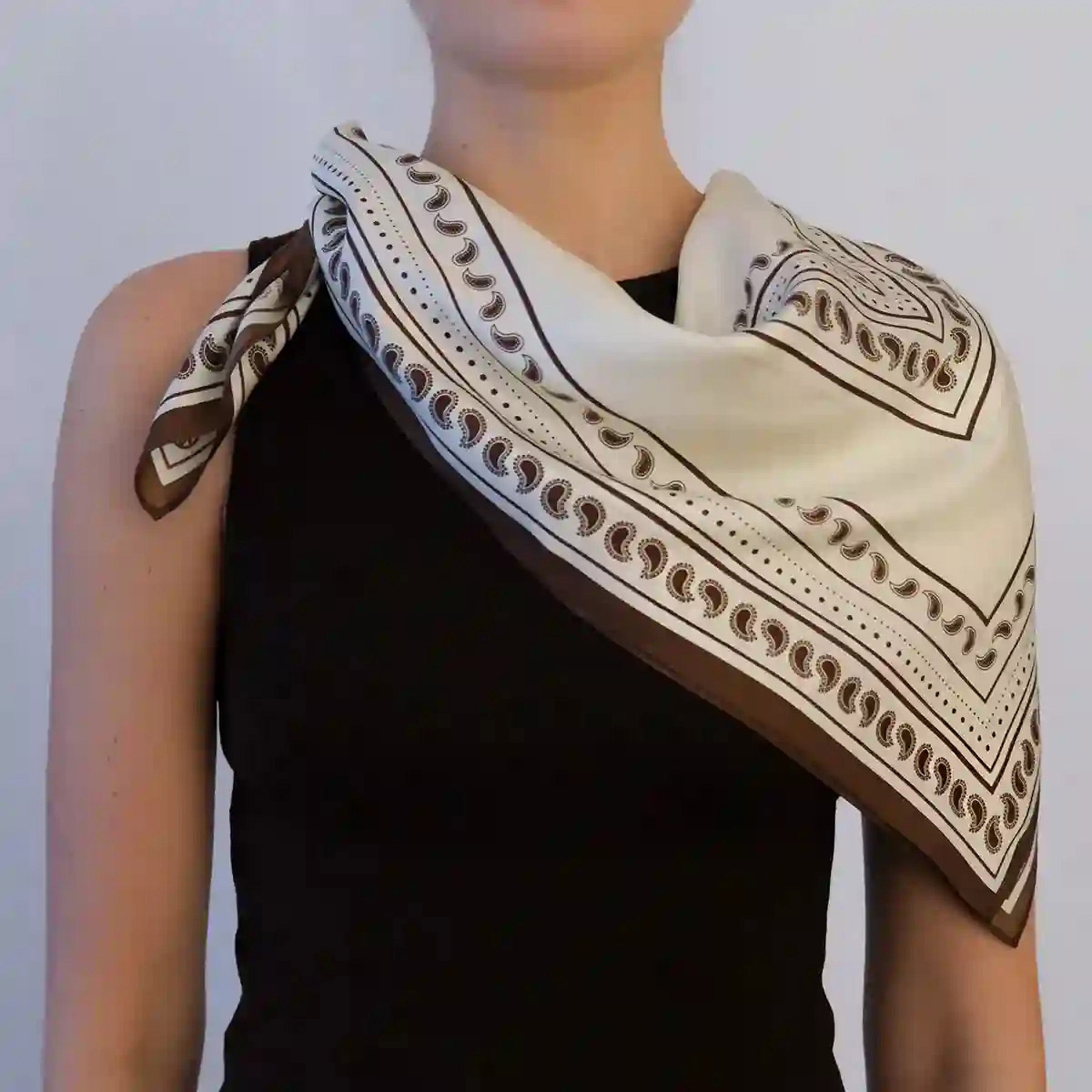 Silk Scarf Paisley Cream LESCARF