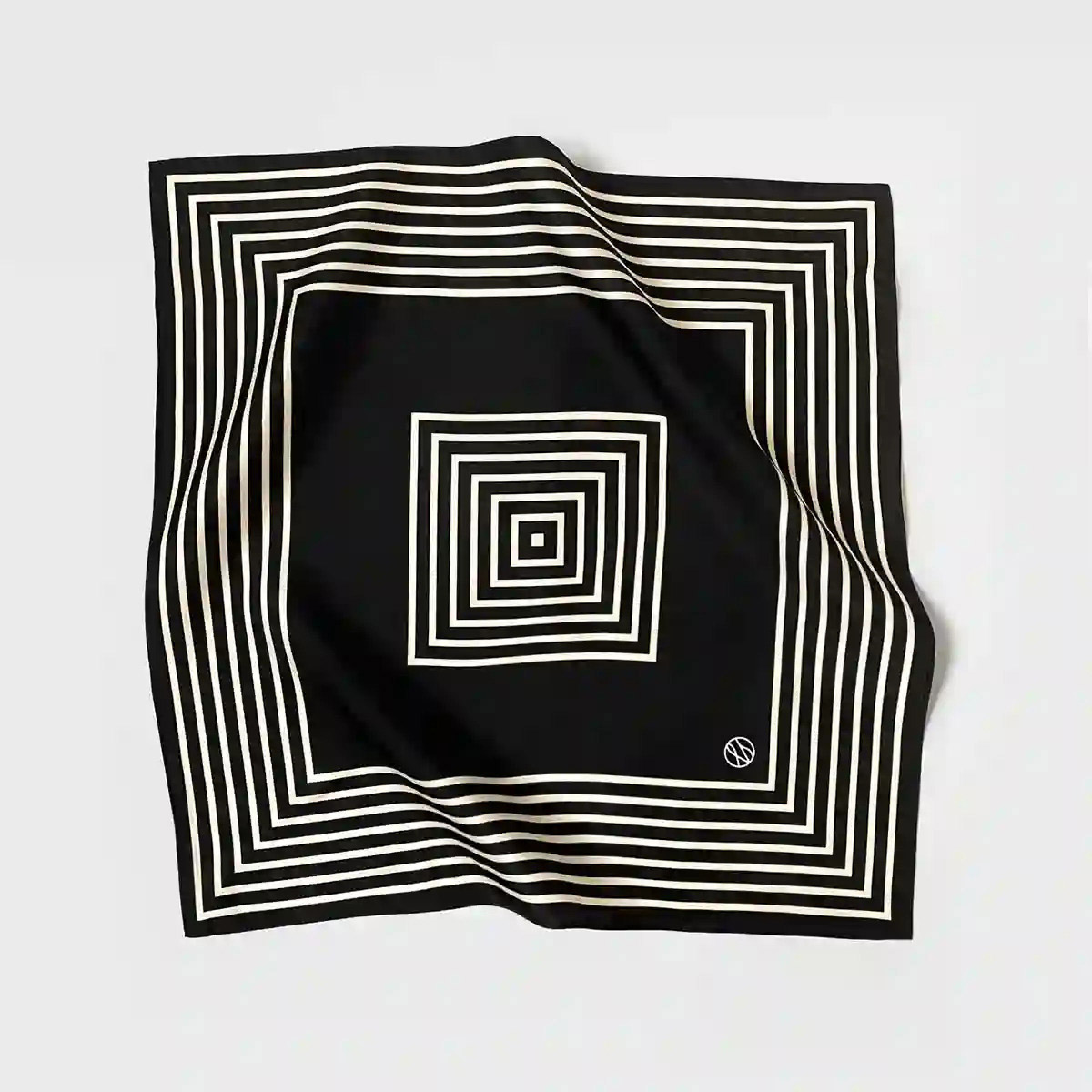 Silk Scarf Striped 50x50 Black