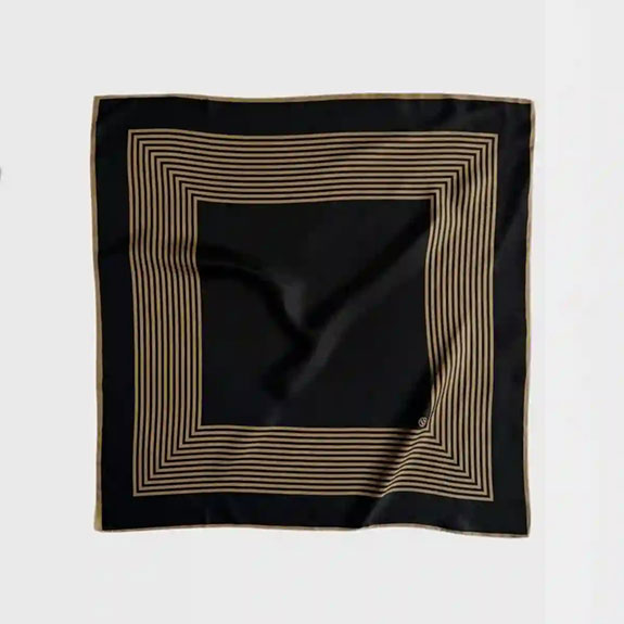 Silk Scarf Striped Black Gold 80cm LESCARF