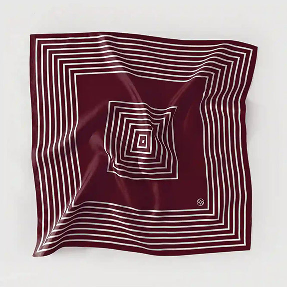 Silk Scarf Striped Wine Red LESCARF