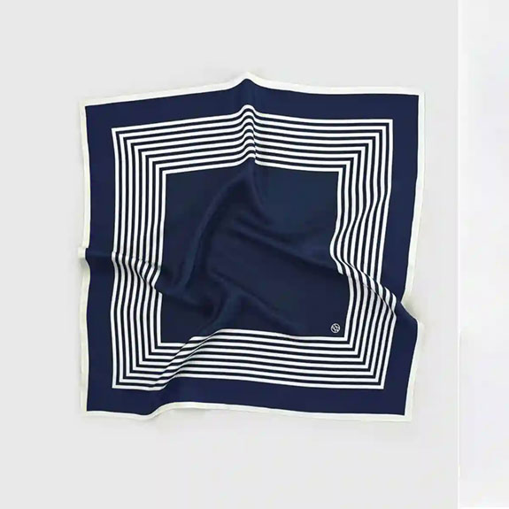 Silk Scarf Stripes Navy/White LESCARF