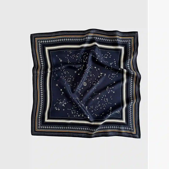 Silk Scarf Zodiac Navy/Sand LESCARF