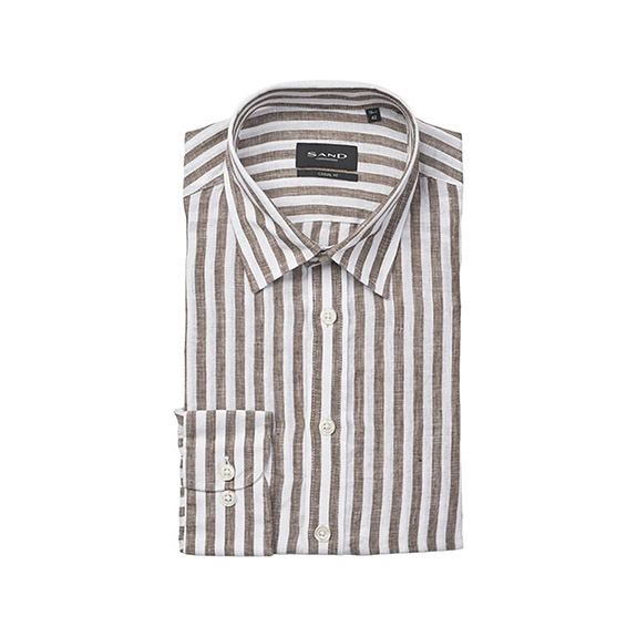 State Soft Linen Shirts Stripes Brown
