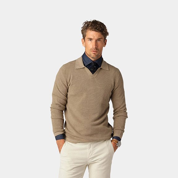 Stickad Bomulls Trja Bowling Collar LESS WORRIES