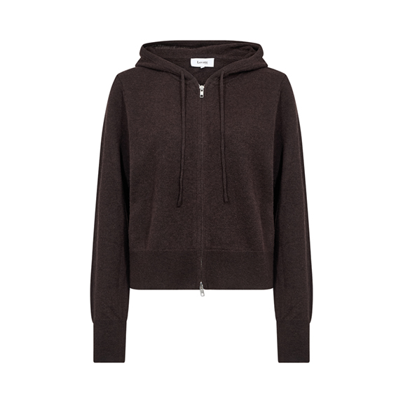 Stickad Zip Hoodie M�rkbrun LEVETE ROOM