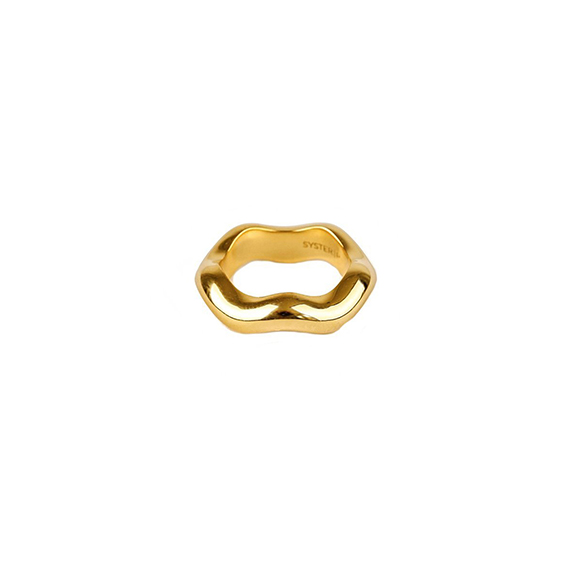 Bolded Wavy Ring Shiny Gold