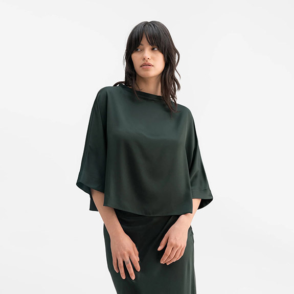 Thea Satin Tee Deep Forrest AHLVAR GALLERY