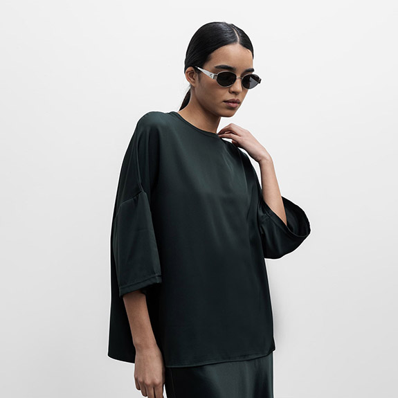 Thess Silk Tee Deep Forrest