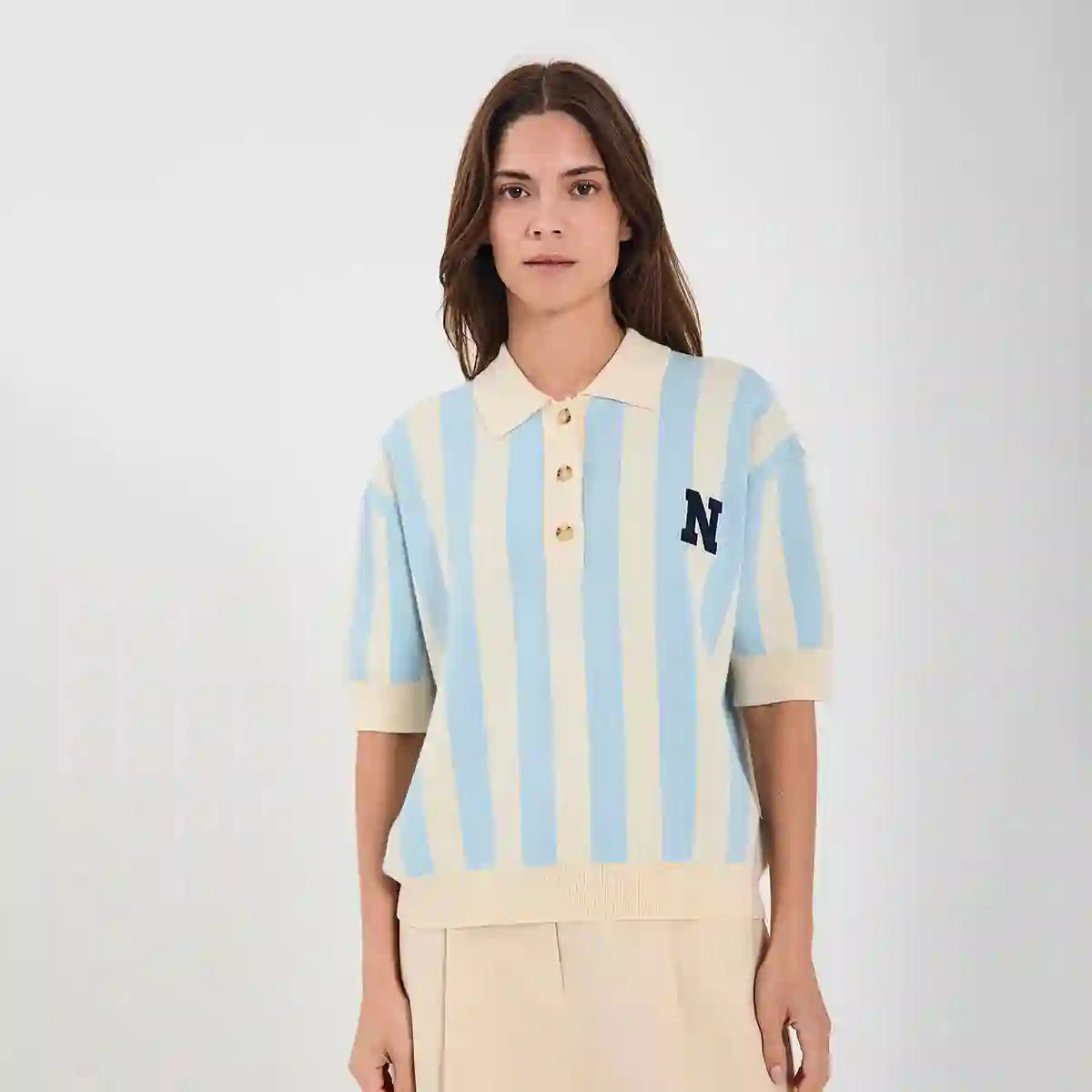 Varsity Knit Polo Light blue NORR