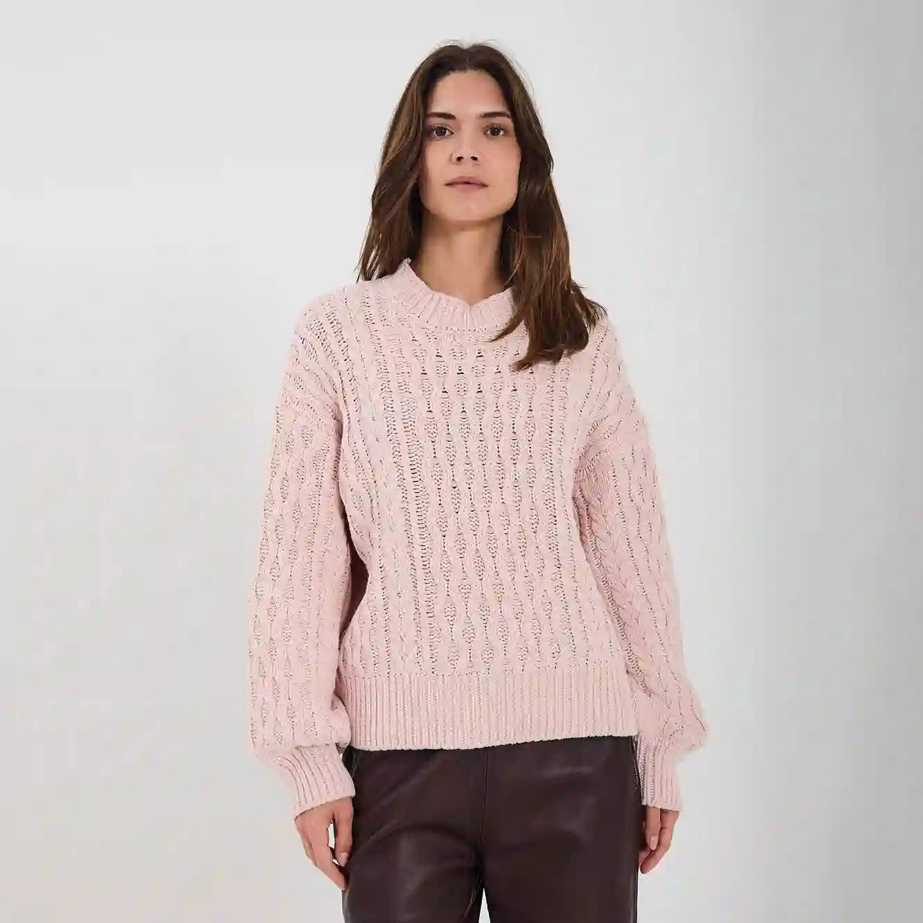 Vigga Cable Knit Light Pink NORR