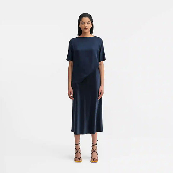 Yoli Silk Blouse Midnight Blue AHLVAR GALLERY