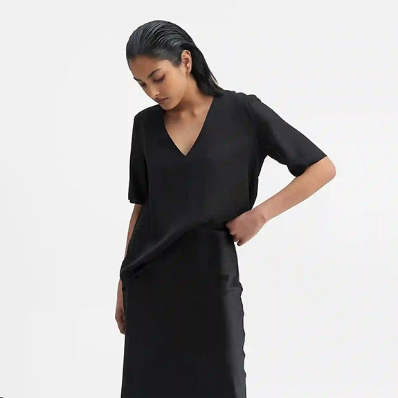 Yoli V-Neck Silk Blouse Black AHLVAR GALLERY