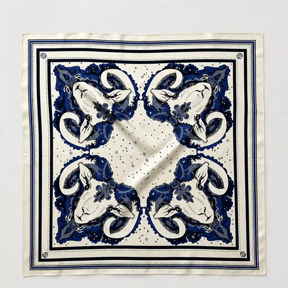 ZODIAC SCARF ARIES CREAM & BLUE 65 CM LESCARF