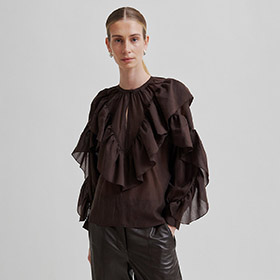 Blus Fria Frill Brown SEOND FEMALE - bild 1