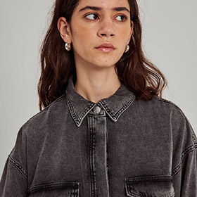 Caddie Denim Shirt Grey NORR - bild 2