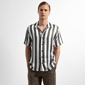 Camp Tencel Shirt Khaki Stripe - bild 1