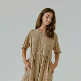 Clara Midi Dress Warm Beige NORR - bild 3