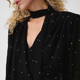 Dorthie P Blouse Khaki Dot Black GESTUZ - bild 4