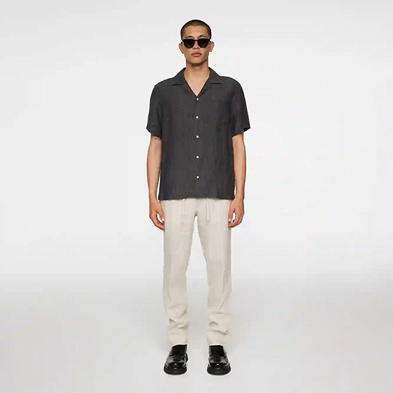 Elio Linnen Melange Shirt Black J.LINDEBERG - bild 2