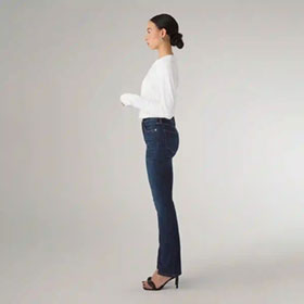 Jeans Mid Waist Bootcut Night Time Blue SABURO - bild 2